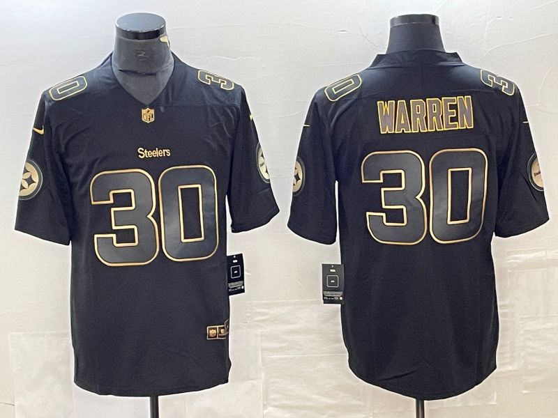 Men Pittsburgh Steelers 30 Warren Nike Vapor Limited Black Golden NFL Jersey